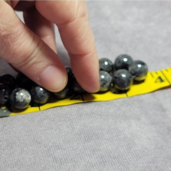 Black Feldspar 12mm Beaded Stretch Bracelet - Picture 7 of 8